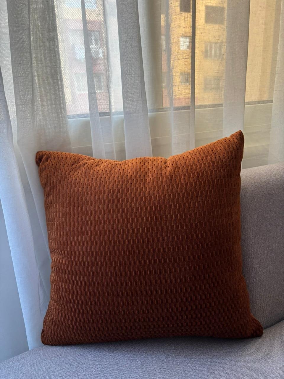 Premium Velvet Decorative Cushion, Terracotta