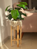 Rustic Wood & Rope Plant Stand