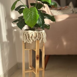 Rustic Wood & Rope Plant Stand